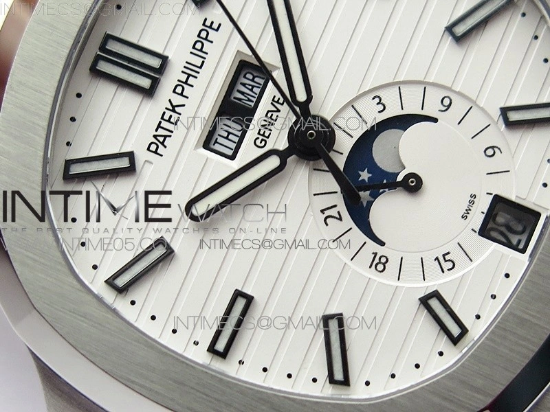 NAUTILUS 5726 SS GRF 1:1 BEST EDITION WHITE DIAL WORKING ANNUAL CALENDARON SS BRACELET A.324 V3